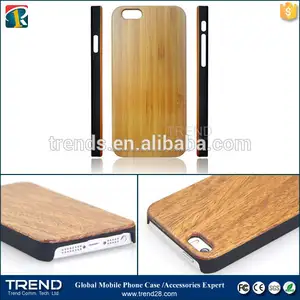 Meilleur prix cas classique combiner en plastique bois véritable couverture bois pour iphone 5