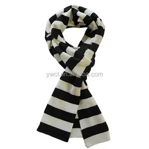 Men's Fashion Winter Knit Striped Scarf Black White Bar Scarf