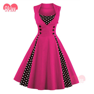 9 beso <span class=keywords><strong>Mujeres</strong></span> Más El Tamaño de Lunares Oscilación 50 s Vintage Vestido Retro - Product Image 5