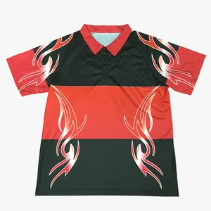 Vermelho feito sob encomenda Preto Homens de Esportes Polo Camisa Sublimada Camisa Pólo