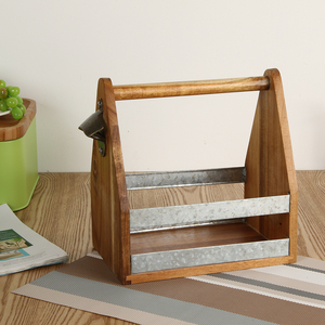 Xách tay Keo Gỗ Giá rượu gỗ 6 gói bia chai tàu sân bay với mở chai - Product Image 2