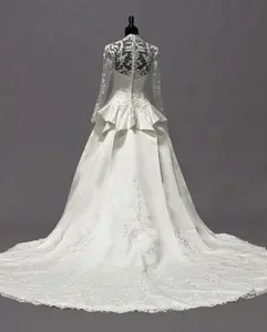 FA65 Dreamaker Các Công Chúa Kate Cùng Phong Cách Dài Tay V Cổ Sexy Trong Suốt Trở Lại Ren Bodice Wedding Dresses Bridal Gown