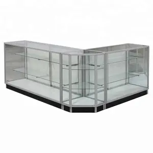 LUX Custom ized Low-Price Kunden spezifische Vitrine aus Aluminium glas in L-Form mit Schloss