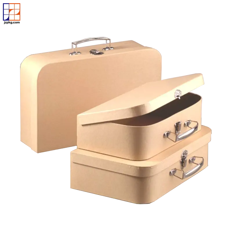 Brown Kraft Paper Mache Nesting Suitcases Box Jinzheng Packaging OEM Gift & Craft,toys Packaging and Storage Recyclable JZ-C005