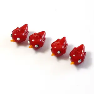 Murano lampwork glass cardinal bird beads