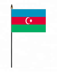 Personalizado Mini Azerbaijão Bandeira Mão Nacional Fabricado na China Poliéster e Nylon Material para Educação e Agência De Viagens - Product Image 2