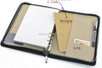 Journal en cuir PU 2024 avec fermeture éclair porte-cartes classeur A5 avec bloc-notes et calculatrice