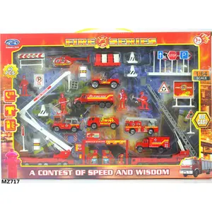 Mobil Mainan Logam Geser, Mobil Mainan Seri Kombinasi Api, Mobil Mainan Logam 1:64