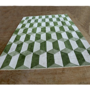 Màu Xanh Lá Cây Trắng Hình Học Khu Vực Thảm Thảm Cho Nhà - Product Image 2