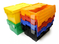 Caisse en plastique carrée empilable et recyclable UGET, 50L, best-seller, boîte de rangement solide, plusieurs couleurs, pour la logistique, la maison et le bureau