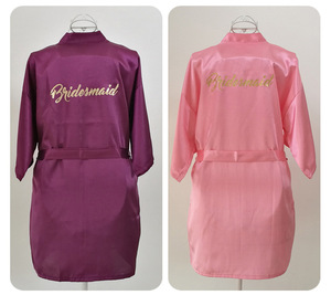 Peignoirs Kimono court pour femme avec paillettes dorées pour demoiselle d'honneur et mariée, peignoirs de mariage pour femme - Product Image 5