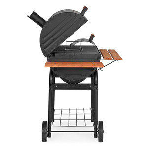Barbecue sur <span class=keywords><strong>chariot</strong></span>, grill à charbon de <span class=keywords><strong>bois</strong></span> à double fût à huile - Product Image 3