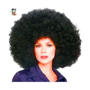 Crazy Party Goedkope Synthetische Krullend Jumbo Zwart Grote Afro Pruiken HPC-1367