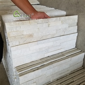 Tinh Khiết Trắng Quartzite Ledgestone Veneer Đá Tường Gạch Xếp Chồng Lên Nhau Đá - Product Image 2