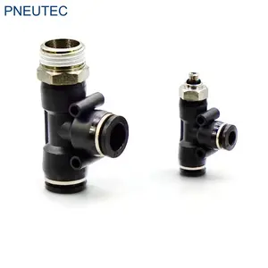 Nickel plated male run side t shape PD PST8-01 O.D 8mm male thread R1/8 brass pneumatic tube push fitting