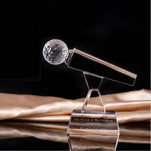 China Crystal Microphone Clear Crystal Souvenir Gifts Trophy