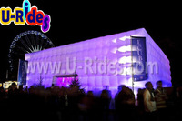 Grand cube commercial de location en PVC pour boîtes de nuit, mariages et fêtes, tente gonflable blanche à éclairage LED pour événements