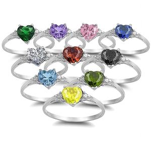 CAOSHI Dainty basit stil Birthstone çeşitli gümüş renk kalp şekli elmas zirkon <span class=keywords><strong>Promise</strong></span> yüzükler kadınlar düğün nişan - Product Image 3