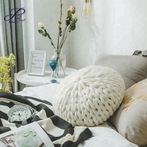 <strong>Round</strong> Chunky Knit Throw Pillow 100% Acrylic Decorative Pillow Chunky Knit <strong>Cushion</strong> - Product Image 2