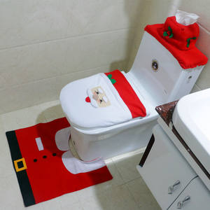 3PCs Set Red Santa Claus Alfombra de baño Decoraciones Feliz Navidad Santa Cubierta de asiento de inodoro - Product Image 2