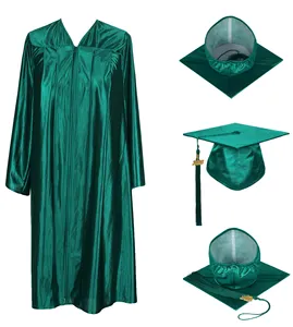 Académico traje vestido de graduación de y tapa con borla para adultos-brillante