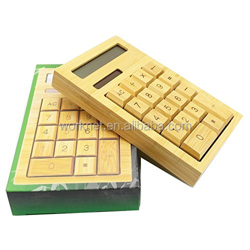 Bamboo Electronic Calculator 18 Keys 12 Digits Solar & Battery Powered for Home Bamboo Electronic Calculator 18 Keys 12 Digits Solar & Battery Powered for Home