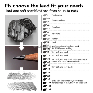 Crayons à <span class=keywords><strong>dessin</strong></span> en graphite sur bois avec <span class=keywords><strong>gomme</strong></span> pour fournitures scolaires - Product Image 5