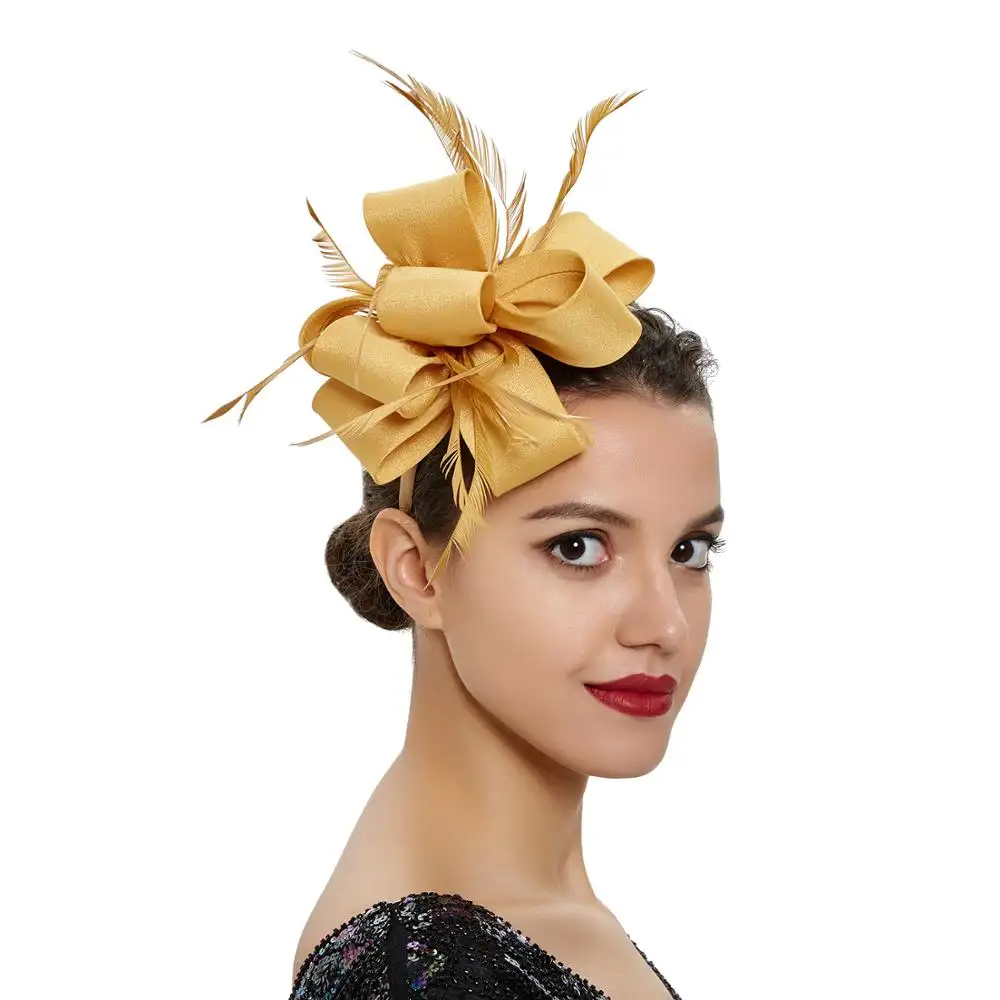 Fascinator Hüte für Frauen Tee Party Hochzeit Stirnband Feder Cocktail Headwear Haar Clip für Mädchen