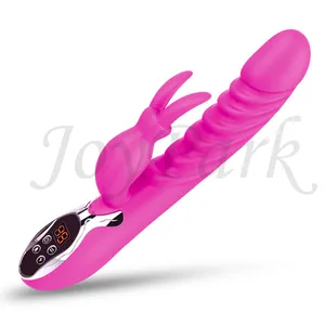 JoyPark 性玩具 12 频率 USB 充电液晶加热兔子振动器 Dildo 妇女