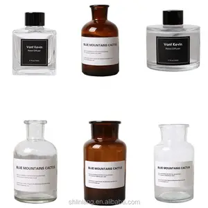 Glass material 500ml 200ml 150ml 120ml 50ml round fragrance reed diffuser oil refills 4oz 100ml square