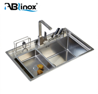 Foshan populaire Inox fait à la main Unique deux bols évier de cuisine Gourmet robinets d'eau ensemble d'évier de cuisine