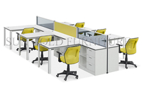 Half Glass Wall Partition Workstation Gaming Desk Wooden 4 Persons Office Cubicle with Cabinet