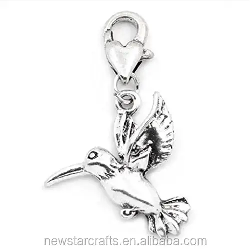 Custom 3D Antique Silver Hummingbird Flying Bird keychain