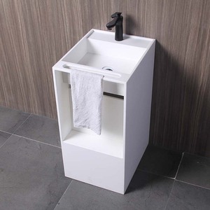 Lavabo superficiale solido/piedistallo lavabo da bagno lavabo, lavello in pietra artificiale bianco. - Product Image 2