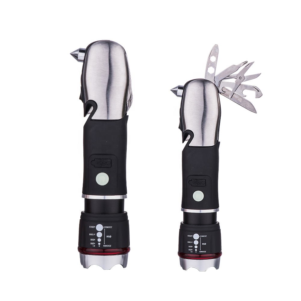 USB Перезаряжаемый масштабируемый фокусный тройной светильник водонепроницаемый многофункциональный фонарик для автомобиля Аварийный