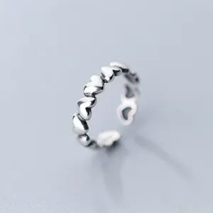 100% реальные твердые 925 стерлингового серебра в форме сердца с сердечком для женщин Регулируемый палец кольца по оптовой цене