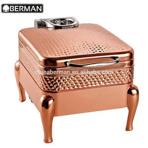 Berman buffet neueste platz hydraulische handgemachte gehämmert 6L luxus kupfer buffet chafing dish für catering