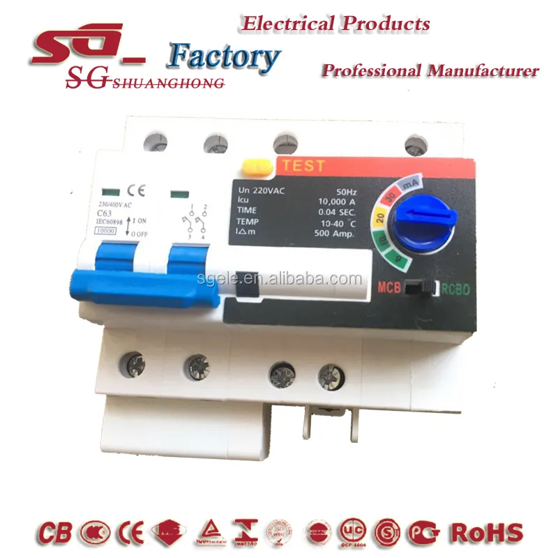 Regolabile RCBO UNITÀ di CONSUMO di TAGLIO AUTOMATICO residual current circuit breaker