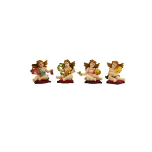 Promotion gifts polyresin small angel figurines four piece gift set