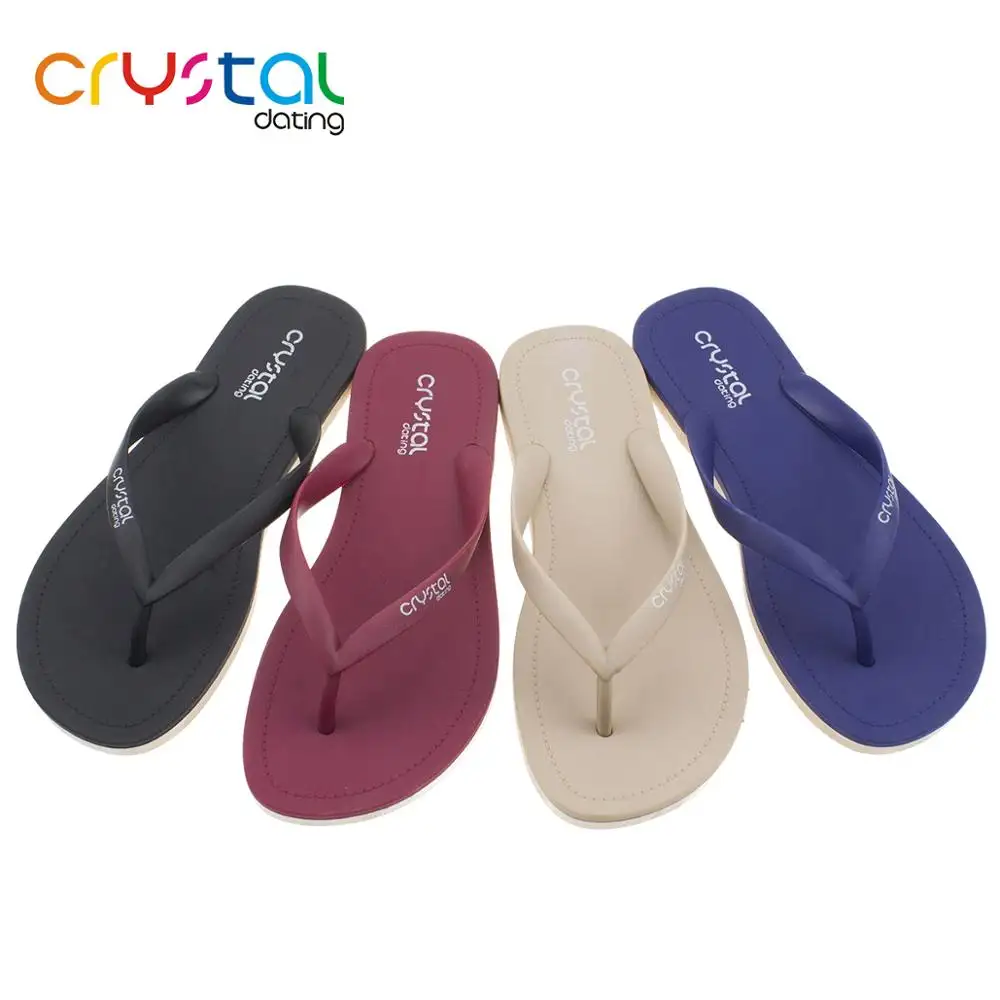 Ladies Dull Flat Slippers Flip Flops mit bunter Kristall-Außen sohle