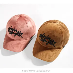 Short Brim Velvet Cap With 3D Embroidery Baseball Cap Suede Hats