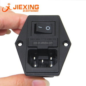 Ac Ổ cắm điện với màu đen Rocker chuyển đổi 2pin và cầu chì 10A 250V 3 trong 1 - Product Image 1