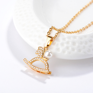 Bán Buôn Đồ Trang Sức Các Nhà Cung Cấp Mới Đến Tùy Chỉnh Cô Gái Trang Sức Bằng Vàng Mạ <span class=keywords><strong>CZ</strong></span> Trojan Vòng Cổ Mặt Dây Chuyền - Product Image 3