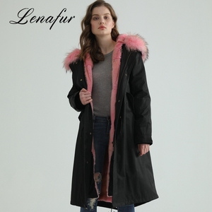 En gros <span class=keywords><strong>De</strong></span> Mode Noir Femmes Parka Réel Rose Fourrure <span class=keywords><strong>De</strong></span> Vison Doublure Raton Laveur Col <span class=keywords><strong>De</strong></span> Fourrure Parka Manteau - Product Image 5
