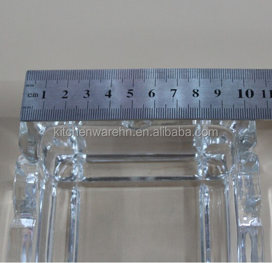 High Transparent Square Shaped Glass Ashtray With Pattern