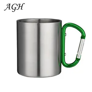 8oz Stainless Steel Coffee Carabiner Cup Camping Travelling cup Tumbler With Carabiner, Portable