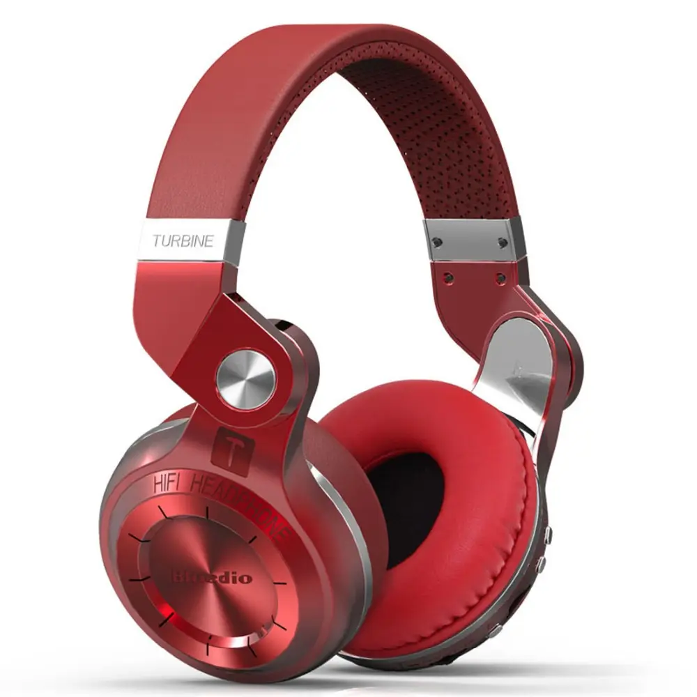 Headphone Termurah Headset Stereo Nirkabel BT dengan Mikrofon Pemutar Kartu TF Radio FM Subwoofer Merah
