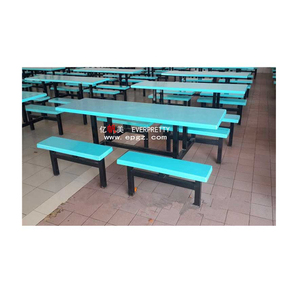 Mesa de Comedor Rectangular y Sillas, Precio de Mesa de Comedor de Fibra de Vidrio para 8 Personas, Conjuntos de Mesa de Cafetería - Product Image 1