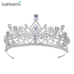 LUOTEEMI — couronne de mariage en zircone, <span class=keywords><strong>diadème</strong></span> de <span class=keywords><strong>luxe</strong></span>, bijoux de mariage, vente en gros - Product Image 1