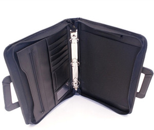 Ziper por volta do comêncio <span class=keywords><strong>3</strong></span> anel encadernador a4 saco de documentos de negócios bolsa de couro portfólio com alça - Product Image 1